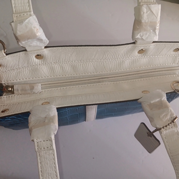 B-COLLECTIVE CROCO BLUE AND WHITE SHOULDER, SATCHEL BAG - Picture 6 of 9